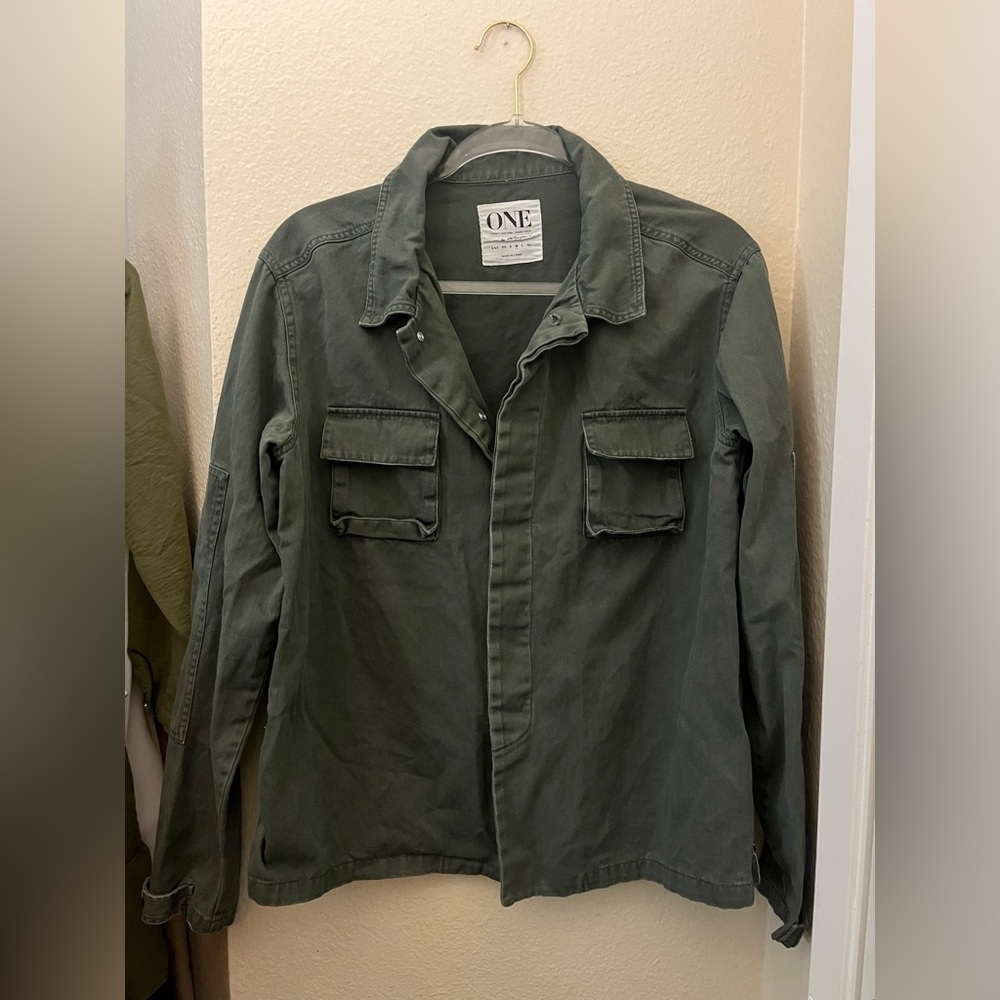 Womens Green button down shirt Jacket by One Teaspoon size medium